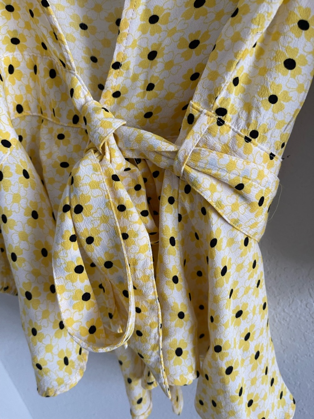 Ganni Yellow Floral Wrap Peplum Blouse - Picture 11 of 14